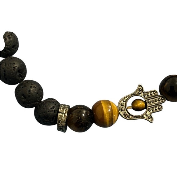 Hamsa - Tiger's Eye - Lava Stone Bracelet new without tag - Picture 3 of 3
